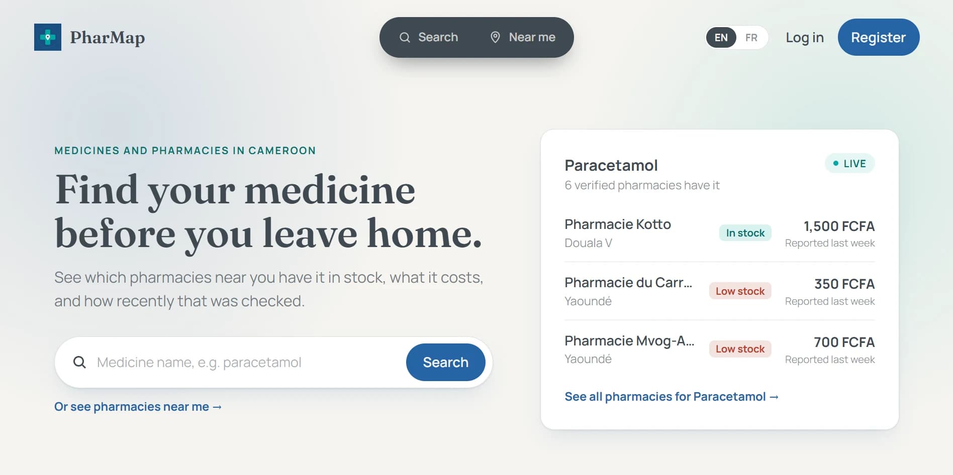PharMap, before and after, Homepage: After